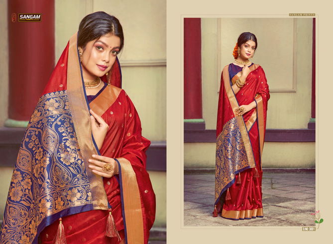 Sangam Roop Sundari Designer Festive Party Wear Handloom Silk Saree Collection